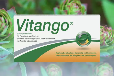 Vitango Packshot, im Hintergrund sind Pflanzen abgebildet